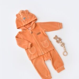 New Hooded Velvet Long Sleeved Body and Pant Set/ Organic Cotton.